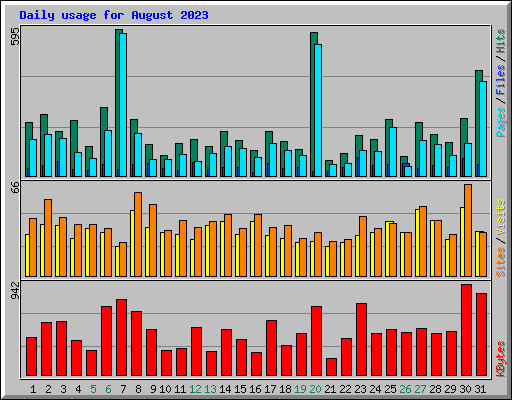 Daily usage for August 2023