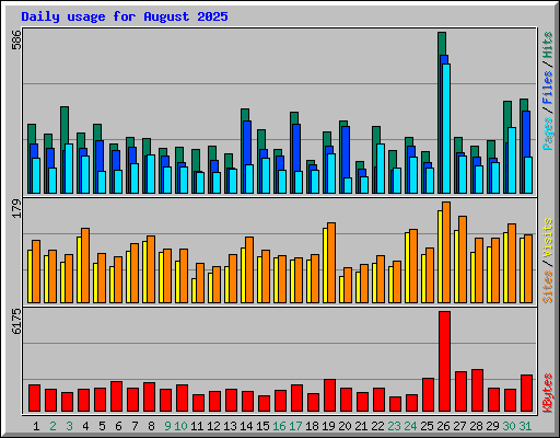 Daily usage for August 2025